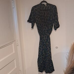 Silk & Salt Elegant Black and Gold Women's Dress Size XL B104